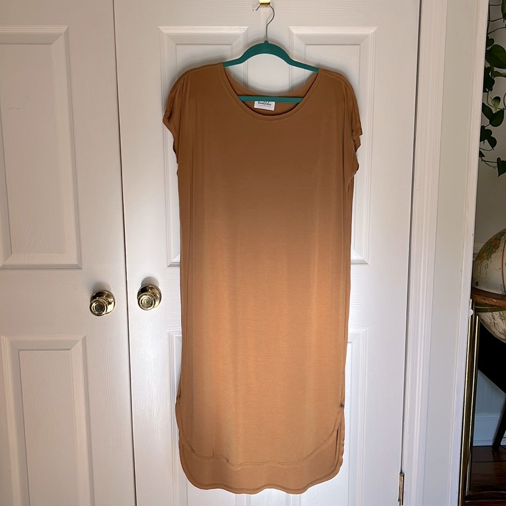 Boutique dress. Camel Brown. So soft! Size S but oversized for comfort.